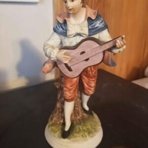 Victorian Figurine Man Playing Guitar Figurine